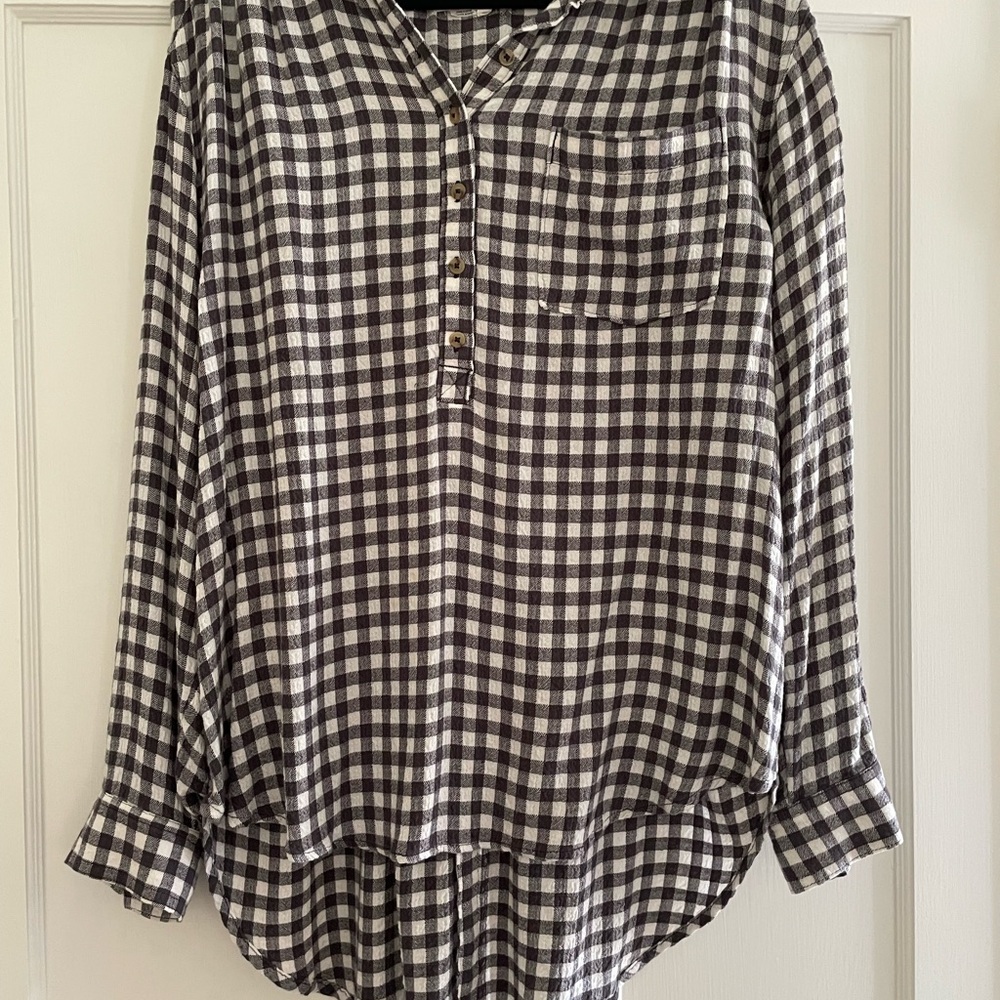 Anthropologie Black and White Buttoned Top